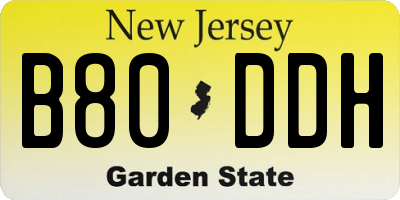 NJ license plate B80DDH