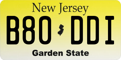 NJ license plate B80DDI