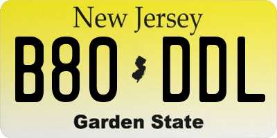 NJ license plate B80DDL