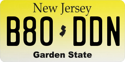 NJ license plate B80DDN
