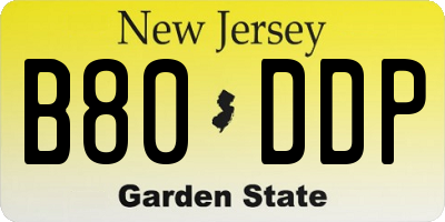 NJ license plate B80DDP
