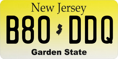 NJ license plate B80DDQ