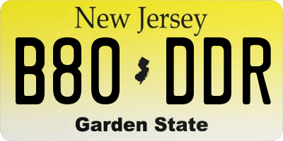 NJ license plate B80DDR