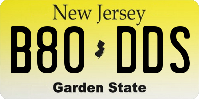 NJ license plate B80DDS
