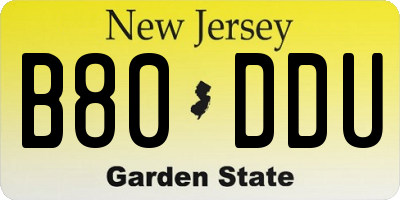 NJ license plate B80DDU