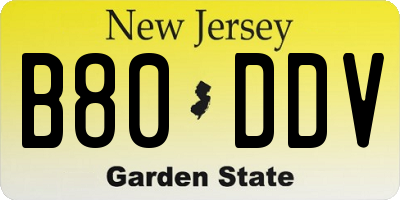 NJ license plate B80DDV