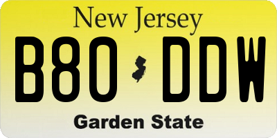 NJ license plate B80DDW