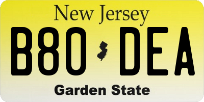 NJ license plate B80DEA
