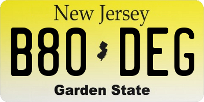NJ license plate B80DEG