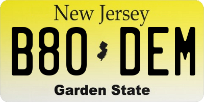 NJ license plate B80DEM