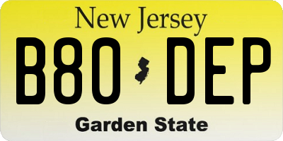 NJ license plate B80DEP