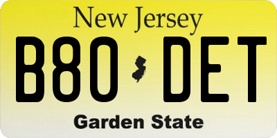 NJ license plate B80DET