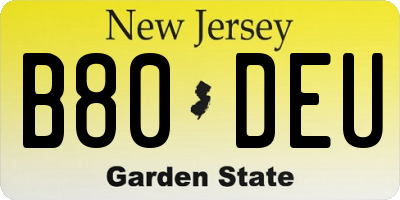 NJ license plate B80DEU