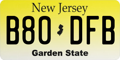 NJ license plate B80DFB