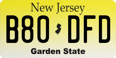 NJ license plate B80DFD