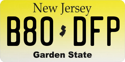 NJ license plate B80DFP