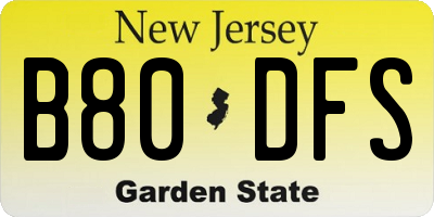 NJ license plate B80DFS