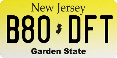 NJ license plate B80DFT