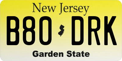 NJ license plate B80DRK