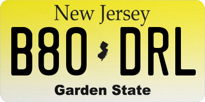 NJ license plate B80DRL