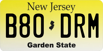 NJ license plate B80DRM