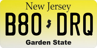 NJ license plate B80DRQ