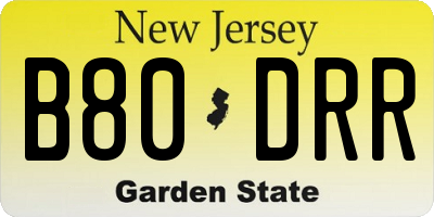 NJ license plate B80DRR