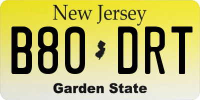 NJ license plate B80DRT