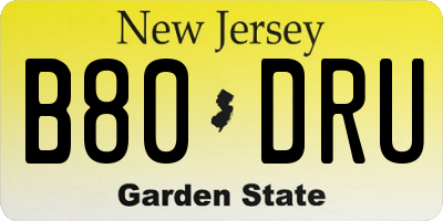 NJ license plate B80DRU