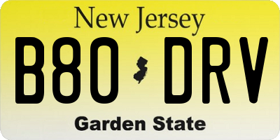 NJ license plate B80DRV