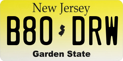 NJ license plate B80DRW