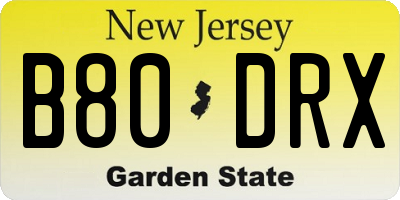 NJ license plate B80DRX