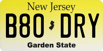 NJ license plate B80DRY