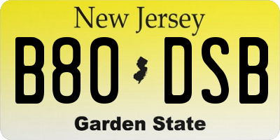 NJ license plate B80DSB