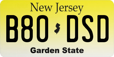 NJ license plate B80DSD