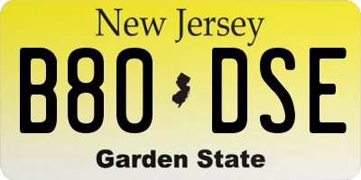 NJ license plate B80DSE