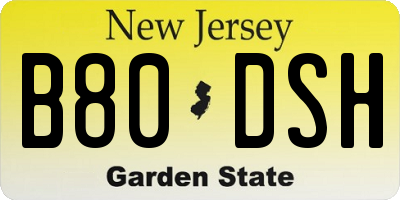 NJ license plate B80DSH