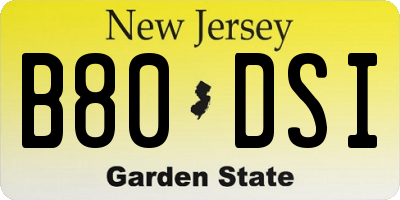 NJ license plate B80DSI