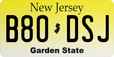 NJ license plate B80DSJ