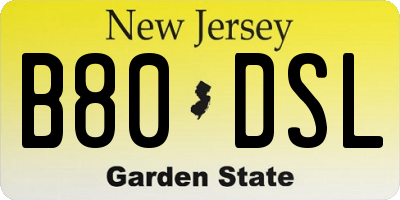 NJ license plate B80DSL