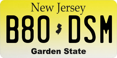 NJ license plate B80DSM