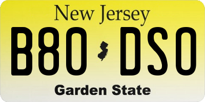 NJ license plate B80DSO