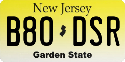 NJ license plate B80DSR