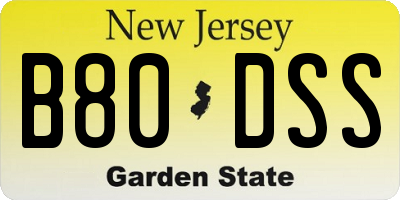 NJ license plate B80DSS