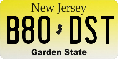 NJ license plate B80DST