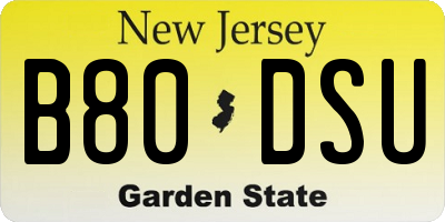 NJ license plate B80DSU