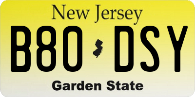 NJ license plate B80DSY