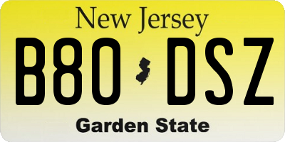 NJ license plate B80DSZ