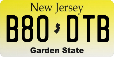 NJ license plate B80DTB