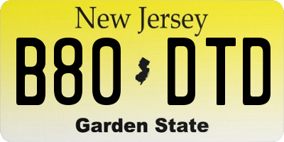NJ license plate B80DTD